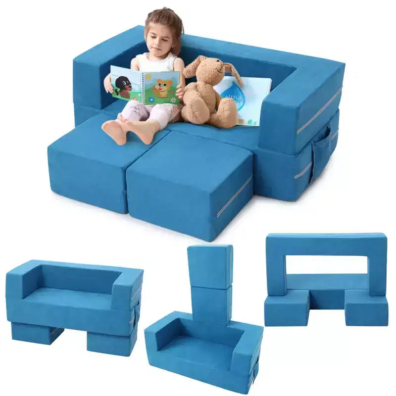 Canapé convertible pour enfant, 3 pièces, lit canapé en mousse, canapé modulaire pour chambre d'enfant ou salle de jeux