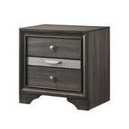 CLIHOME Table de chevet contemporaine avec rangements, accents argentés et tiroir à bijoux caché