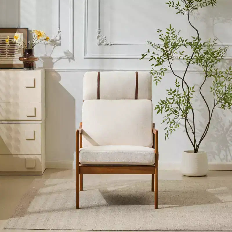Fauteuils d'appoint scandinaves du milieu du siècle, lot de deux, structure en bois massif à dossier haut, chaises longues pour salon, chambre ou coin lecture