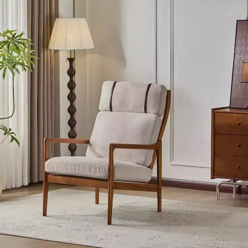 Fauteuils d'appoint scandinaves du milieu du siècle, lot de deux, structure en bois massif à dossier haut, chaises longues pour salon, chambre ou coin lecture
