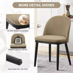 Chaises de salle à manger, lot de 2 chaises de cuisine rembourrées en lin – Chaises d'appoint modernes en bois avec coussins épais pour salle à manger, beige
