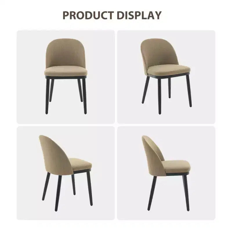 Chaises de salle à manger, lot de 2 chaises de cuisine rembourrées en lin – Chaises d'appoint modernes en bois avec coussins épais pour salle à manger, beige