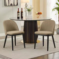Dining Chairs, Set of 2 Linen Upholstered Kitchen Chairs - Modern Wood Frame Accent Chairs with Thick Cushions for Dining Room Beige