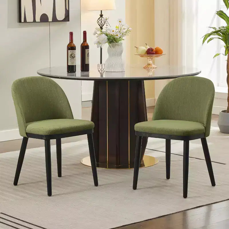Chaises de salle à manger, lot de 2 chaises de cuisine rembourrées en lin – Chaises d'appoint modernes en bois avec coussins épais pour salle à manger, beige