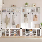 Coolmee Banc d'entrée 4 en 1 style ferme avec porte-manteau et 6 crochets, étagère réglable, banc de vestiaire, 193 cm