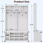 Coolmee Banc d'entrée 4 en 1 style ferme avec porte-manteau et 6 crochets, étagère réglable, banc de vestiaire, 193 cm