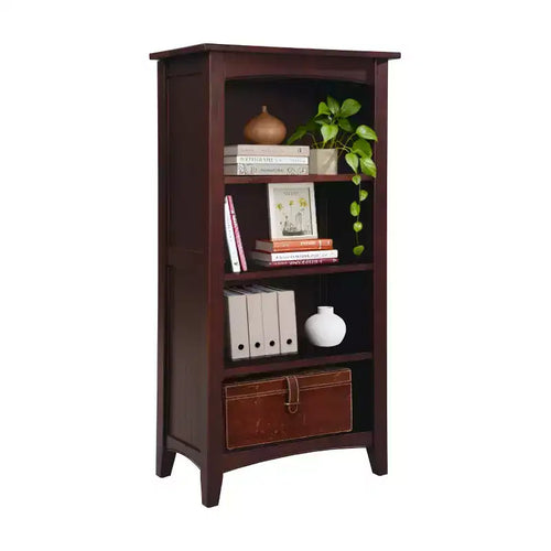 Alaterre Furniture Shaker Cottage 4-Shelf Bookcase, Classic Wood Bookshelf with Open Storage for Living Room, Office or Kids Room, Espresso Finish