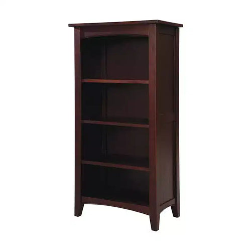 Alaterre Furniture Bibliothèque Shaker Cottage 4 étagères, Étagère à livres classique en bois avec rangement ouvert pour salon, bureau ou chambre d'enfants, Finition expresso