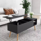 TROPOW Lift Top Coffee Table Center Table with Hidden Compartment Adjustable Storage Shelf Lift Tabletop Dining Table,black