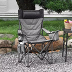 Chaise de camping pliante surdimensionnée, chaise portable rembourrée d'extérieur avec porte-gobelet, capacité de 204 kg