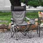 Chaise de camping pliante surdimensionnée, chaise portable rembourrée d'extérieur avec porte-gobelet, capacité de 204 kg