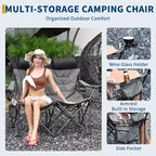 Chaise de camping pliante surdimensionnée, chaise portable rembourrée d'extérieur avec porte-gobelet, capacité de 204 kg