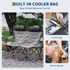 Chaise de camping pliante surdimensionnée, chaise portable rembourrée d'extérieur avec porte-gobelet, capacité de 204 kg