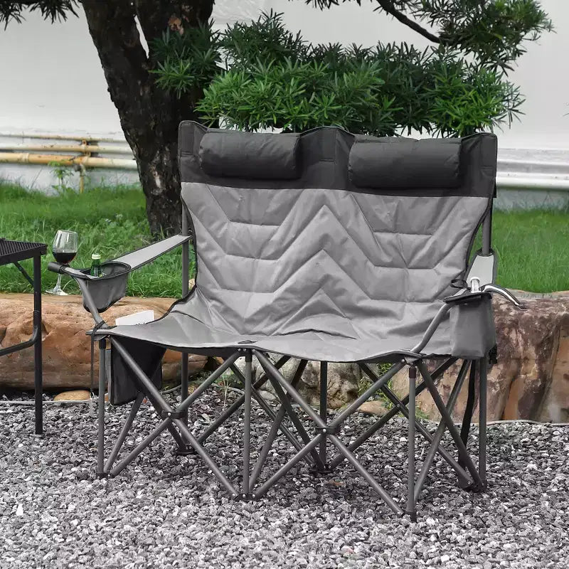 Chaise de camping pliante surdimensionnée, chaise portable rembourrée d'extérieur avec porte-gobelet, capacité de 204 kg