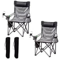 Chaise de camping pliante surdimensionnée, chaise portable rembourrée d'extérieur avec porte-gobelet, capacité de 204 kg