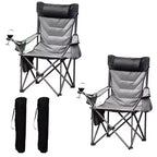 Chaise de camping pliante surdimensionnée, chaise portable rembourrée d'extérieur avec porte-gobelet, capacité de 204 kg