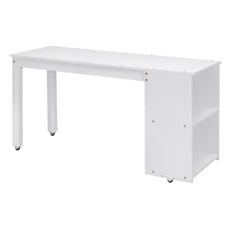 Lit mezzanine double avec bureau rétractable et 3 tiroirs, lit mezzanine en bois avec escalier de rangement et étagères