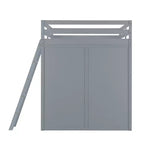 Lit mezzanine pleine grandeur avec armoire et bureau pour enfants, cadre de lit mezzanine haut en bois avec étagères de rangement