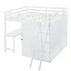 Lit mezzanine pleine grandeur avec armoire et bureau pour enfants, cadre de lit mezzanine haut en bois avec étagères de rangement