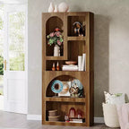 Lantine Modern 70.87 Bibliothèque géométrique, Étagère arquée avec 5 niveaux de rangement, Étagère de présentation artistique ouverte pour salon, chambre à coucher