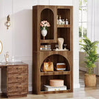Lantine Modern 70.87 Bibliothèque géométrique, Étagère arquée avec 5 niveaux de rangement, Étagère de présentation artistique ouverte pour salon, chambre à coucher