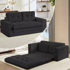 Mjkone Canapé-Lit Futon Convertible 2-en-1 180 cm, Canapé Deux Places Pliable en Tissu Côtelé avec Boutons Touffetés, Idéal pour Petits Espaces