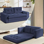 Mjkone Canapé-Lit Futon Convertible 2-en-1 180 cm, Canapé Deux Places Pliable en Tissu Côtelé avec Boutons Touffetés, Idéal pour Petits Espaces