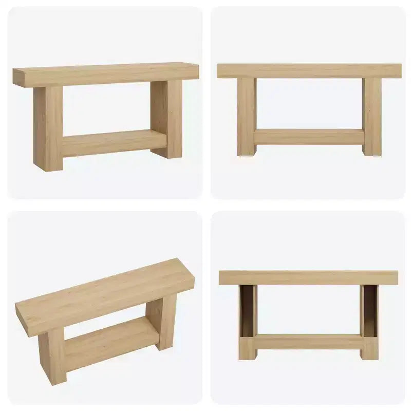 Coolmee Console 160 cm, Table de Console de Ferme pour Salon, Table de Canapé à 2 Niveaux avec Rangement, Table d'Entrée en Bois