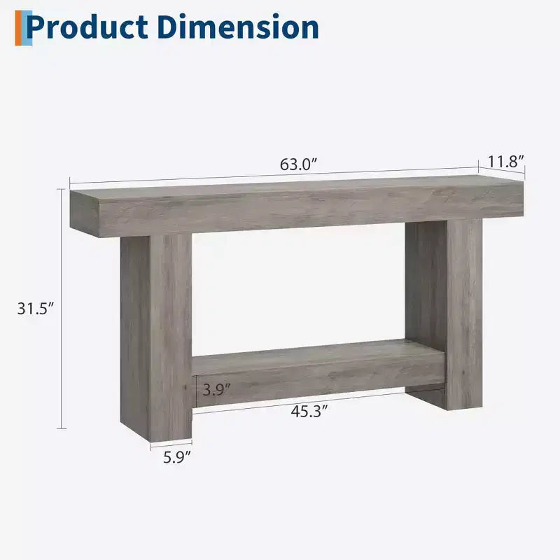Coolmee Console 160 cm, Table de Console de Ferme pour Salon, Table de Canapé à 2 Niveaux avec Rangement, Table d'Entrée en Bois