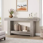 Coolmee Console 160 cm, Table de Console de Ferme pour Salon, Table de Canapé à 2 Niveaux avec Rangement, Table d'Entrée en Bois
