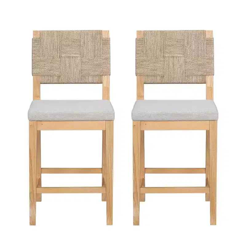 Christopher Knight Home Ororon Tabourets de comptoir bohèmes rembourrés en rotin et bois d'hévéa (lot de 2)