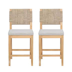 Christopher Knight Home Ororon Tabourets de comptoir bohèmes rembourrés en rotin et bois d'hévéa (lot de 2)