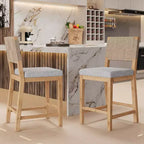 Christopher Knight Home Ororon Tabourets de comptoir bohèmes rembourrés en rotin et bois d'hévéa (lot de 2)