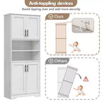 Coolmee Armoire de rangement haute de 170 cm, meuble de salle de bain avec 4 portes et étagères réglables, armoire de cuisine, buffet pour salon ou salle à manger