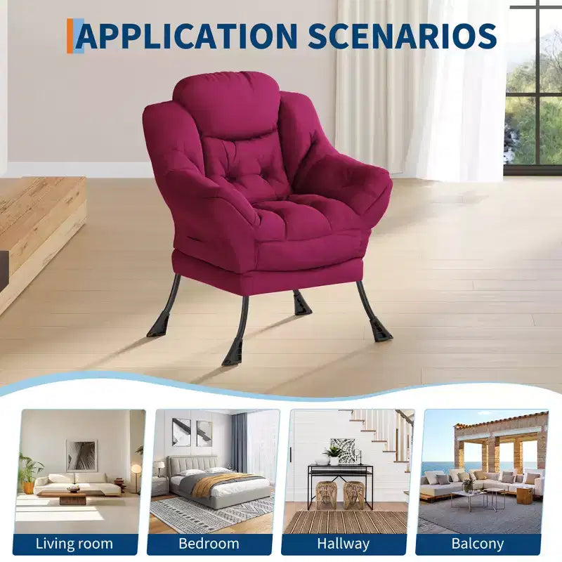 Fauteuil paresseux pour salon, grand fauteuil d'appoint moderne avec poche latérale, fauteuil de lecture confortable pour chambre à coucher, dortoir et bureau