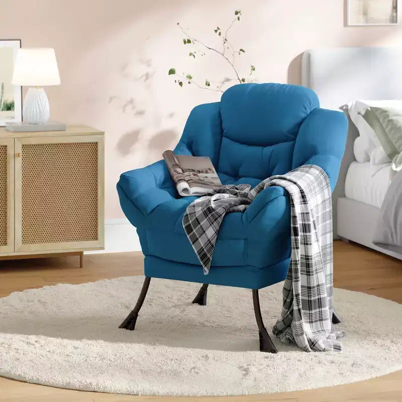 Fauteuil paresseux pour salon, grand fauteuil d'appoint moderne avec poche latérale, fauteuil de lecture confortable pour chambre à coucher, dortoir et bureau