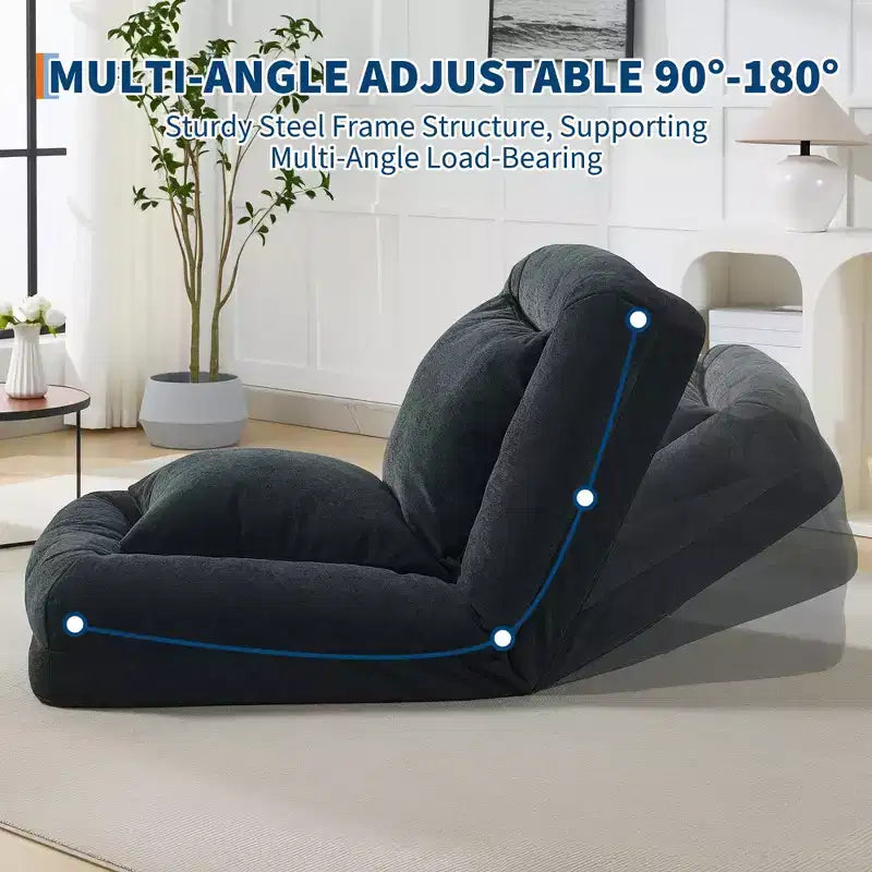 64.9 Grand pouf géant pour adultes et animaux domestiques avec 5 positions réglables, 2 coussins moelleux, chaise longue pouf en chenille