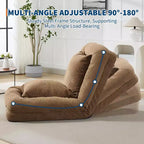 64.9 Grand pouf géant pour adultes et animaux domestiques avec 5 positions réglables, 2 coussins moelleux, chaise longue pouf en chenille