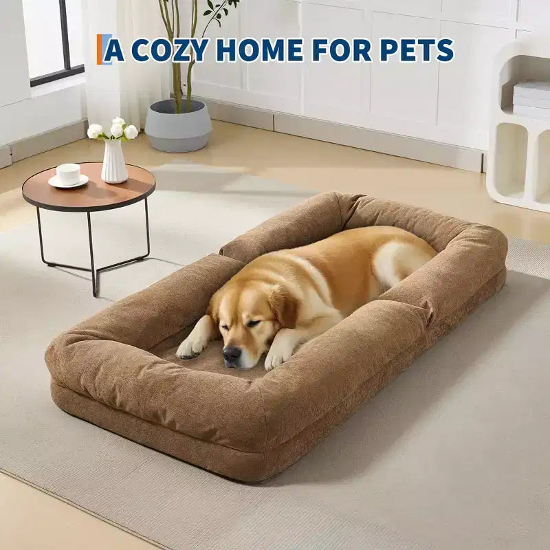 64.9 Grand pouf géant pour adultes et animaux domestiques avec 5 positions réglables, 2 coussins moelleux, chaise longue pouf en chenille