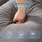 64.9 Grand pouf géant pour adultes et animaux domestiques avec 5 positions réglables, 2 coussins moelleux, chaise longue pouf en chenille