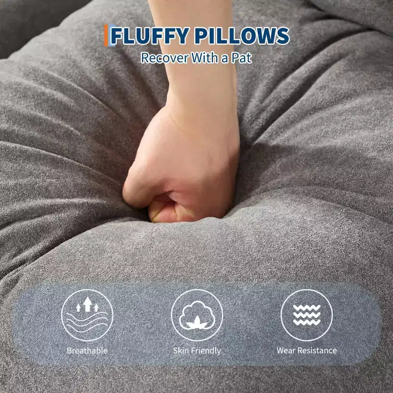 64.9 Grand pouf géant pour adultes et animaux domestiques avec 5 positions réglables, 2 coussins moelleux, chaise longue pouf en chenille