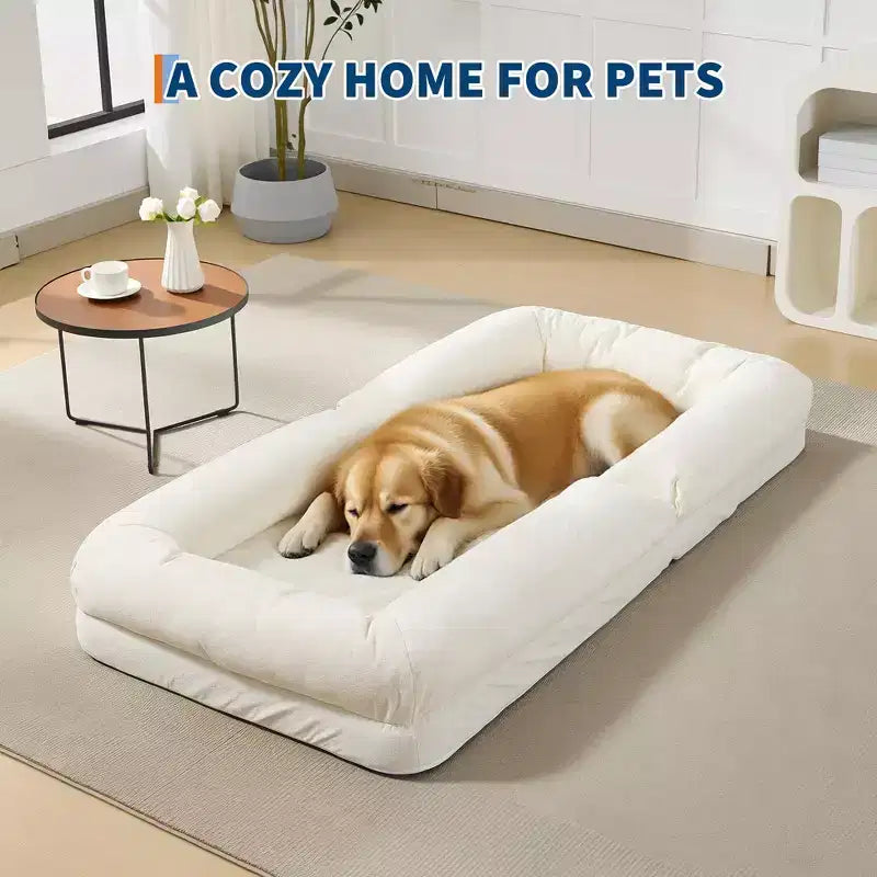 64.9 Grand pouf géant pour adultes et animaux domestiques avec 5 positions réglables, 2 coussins moelleux, chaise longue pouf en chenille