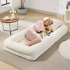 64.9 Large Bean Bag for Adult & Pets with 5 Adjustable Position, 2 Soft Pillows, Chenille Bean Bag Lounge Chaise