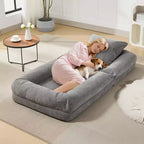 64.9 Grand pouf géant pour adultes et animaux domestiques avec 5 positions réglables, 2 coussins moelleux, chaise longue pouf en chenille