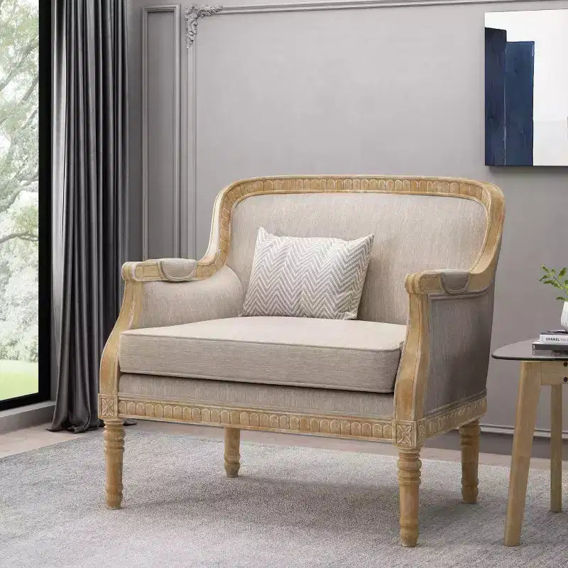 Fauteuil club en tissu tapissé de style campagnard français Christopher Knight Home Tamarisk