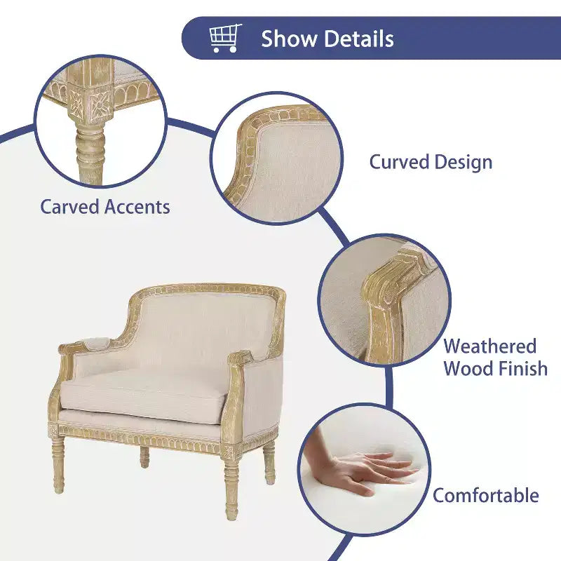 Fauteuil club en tissu tapissé de style campagnard français Christopher Knight Home Tamarisk