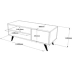 Meuble TV Cloud HomeStock avec pieds en bois 109 cm Pierre - Impression UV