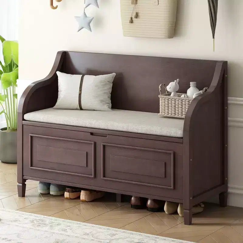 GDFStudio Fanny Banc de Rangement Multifonctionnel pour Entrée avec Siège Rembourré et Charnière de Sécurité