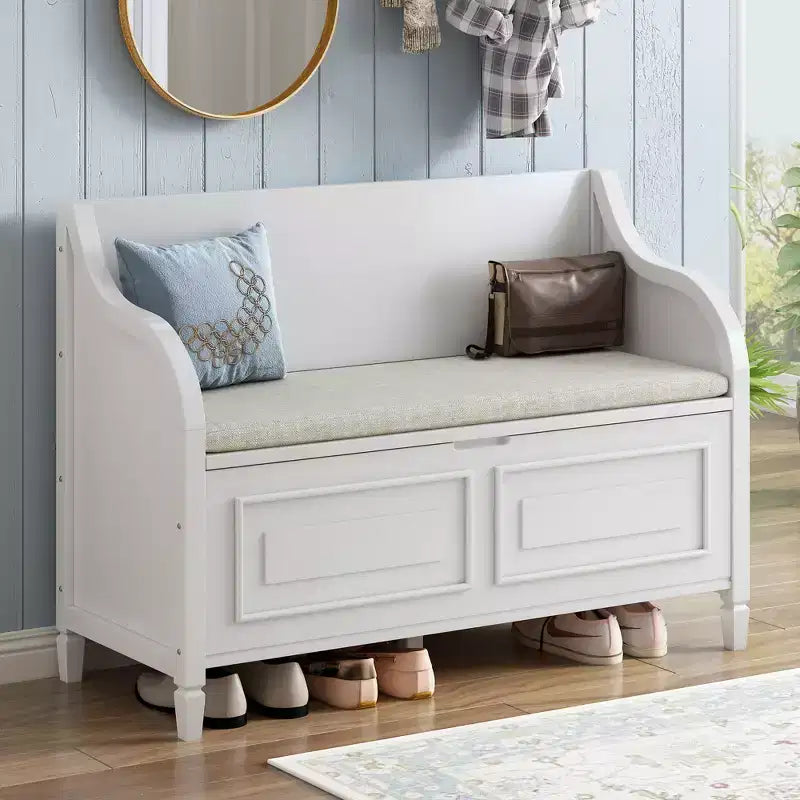 GDFStudio Fanny Banc de Rangement Multifonctionnel pour Entrée avec Siège Rembourré et Charnière de Sécurité