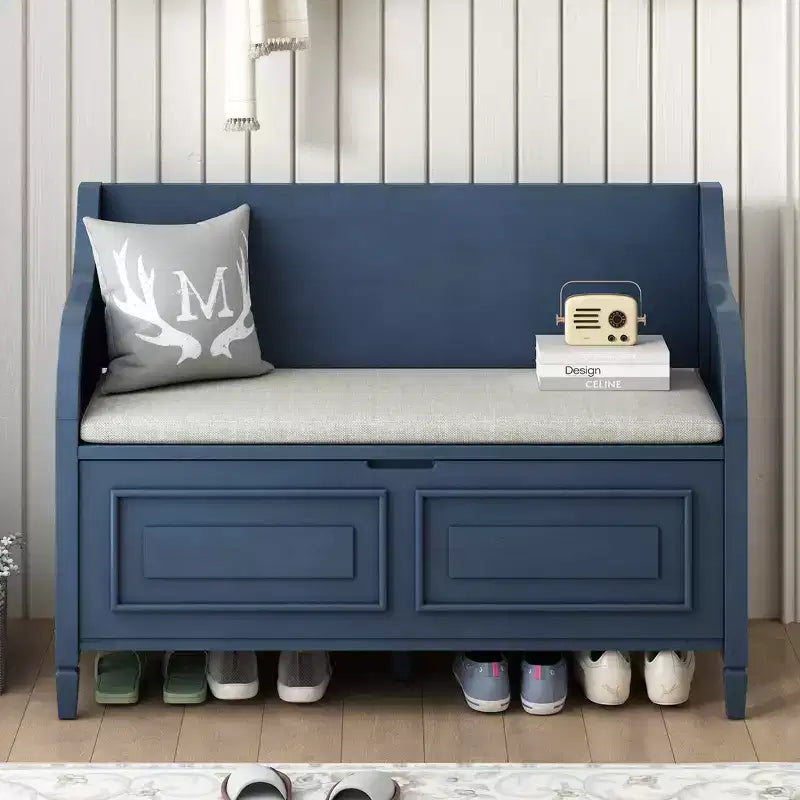 GDFStudio Fanny Entryway Multifunctional Storage Bench with Upholstered Seat and Safety Hinge